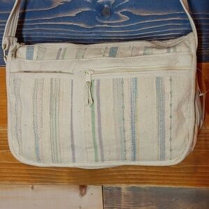 Vintage woven crossbody canvas bag